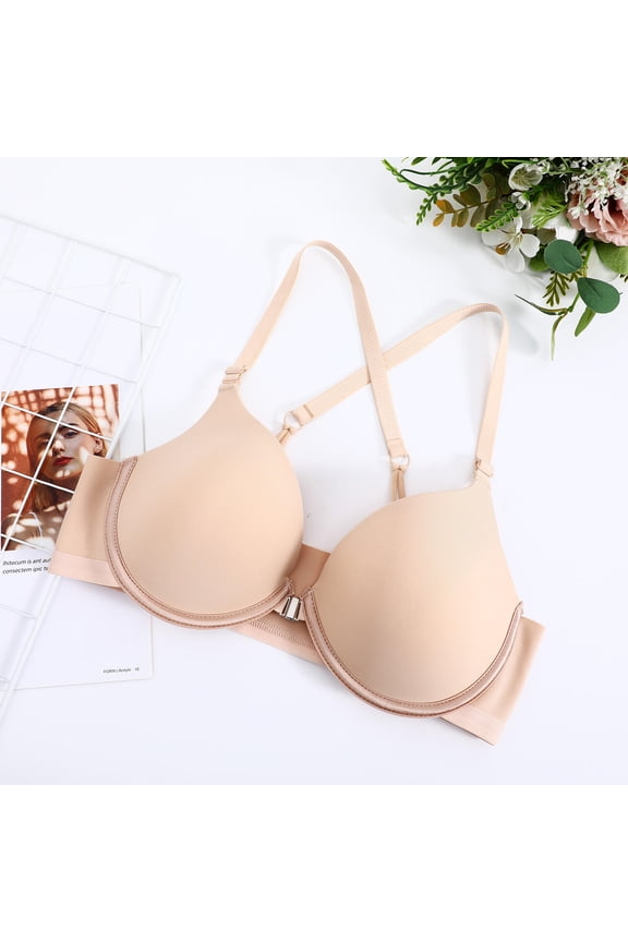 Front Clasp Bras For Women Closure Push Up Woman Miss Beige