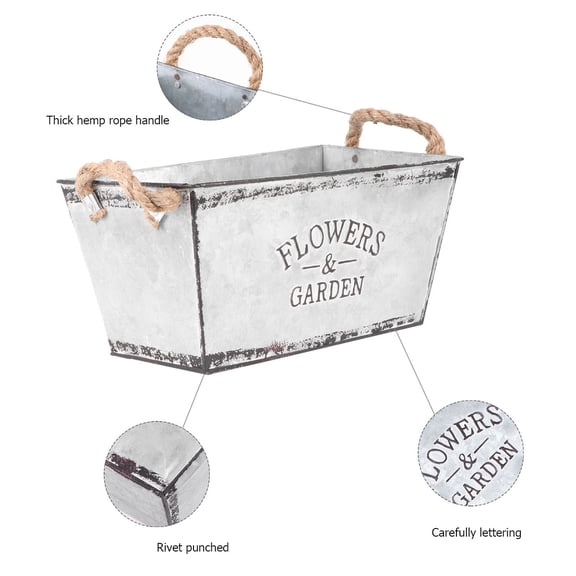 Worgeous  Garden Flower Pail Containers Vase for Flowers Floral Vases Silver