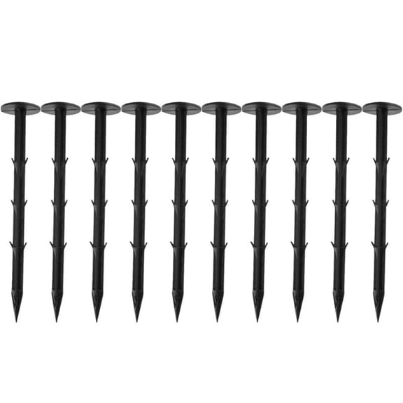 Raindrops Heavy Duty Garden Stakes with Anchors for Camping, Hiking, Canopy, Gardening - 20cm Black Durable PP Stakes