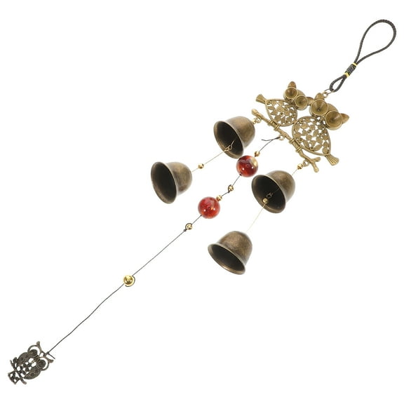 Worgeous Garden Vintage Metal Owl Chime Alloy Bell Wind Bell Hanging Adornment for Balcony Outside Decorative Wind Bell