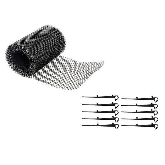 Worgeous Gardening Nets Gutter Guard Mesh Rolls 1 Set Black Durable Anti-falling Leaf Plastic