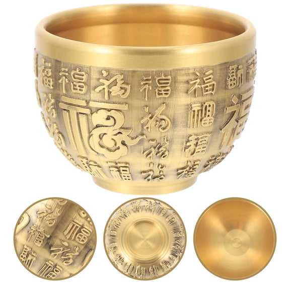 Worgeous Gold Brass Treasure Bowl Decorative Basin Fortune Bowl for Desktop