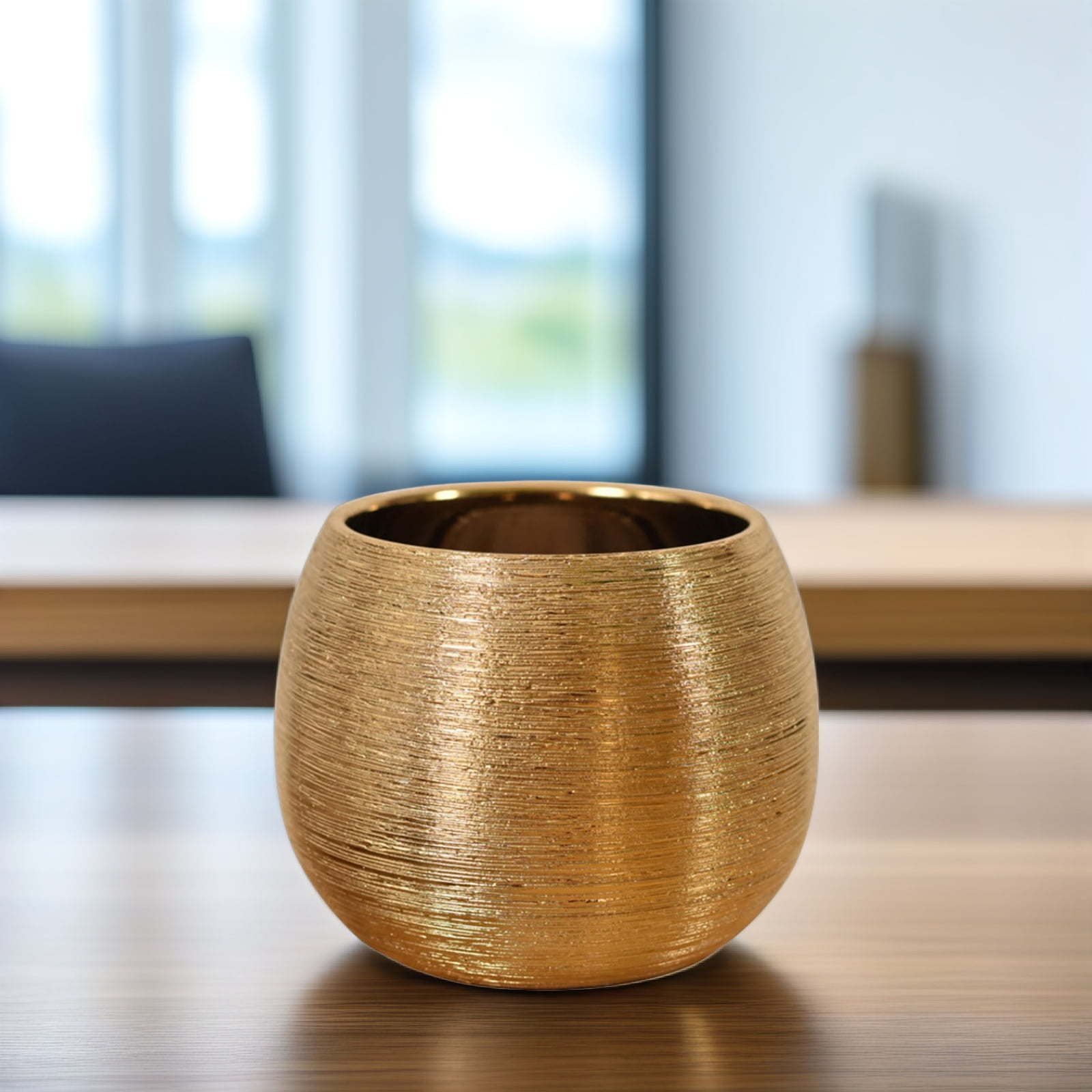Worgeous Gold-plated Ceramic Flowerpot for Gardening Round Vase Succulent Planter Golden