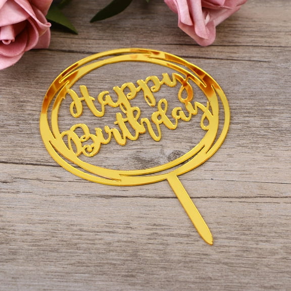Worgeous Golden Acrylic Birthday Cake Topper for Decoration Creative Multicircle Shape Plastic 6.3 Inches