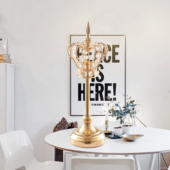 Worgeous Golden Crown Shaped Candle Holder with Iron Base for Home Decoration Bringing Warm Romantic