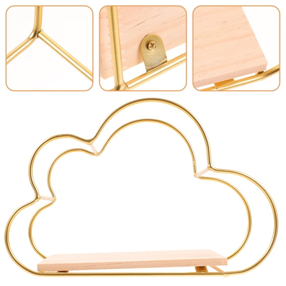 Worgeous Golden Modern Floating Shelf for Wall Storage with Large Capacity and Synthetic Material 7.9 Inches