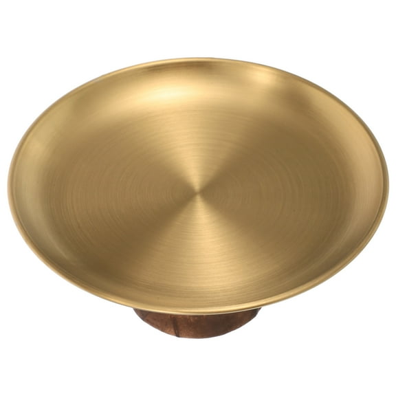 Worgeous Golden Vintage Serving Tray with Stainless Steel Material for Display Elegant French Design Elevated High Footed 10.5 Inches Round