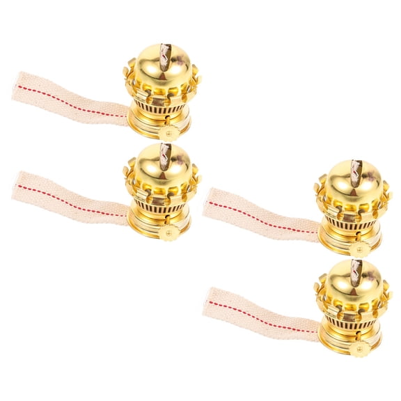Worgeous Golden Zinc Alloy Oil Lamp Wick Burner for Kerosene Lamp Replacement with Material 4 Pieces