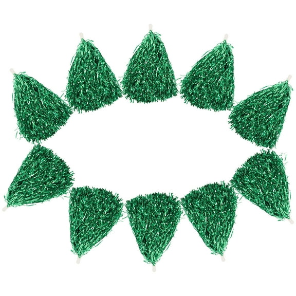 Worgeous Green Plastic Cheer Poms with Handle Lightweight Glitter Pompoms for Sport Cheering Events 10 Count