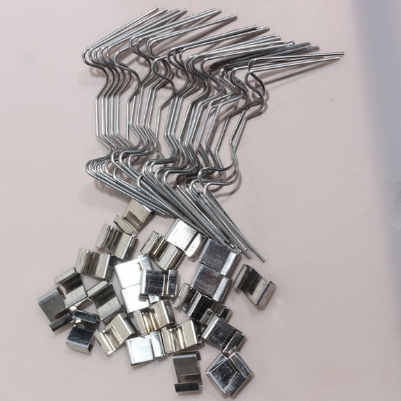 SWETRACE Outdoor Greenhouse Wire Fixing Clips Silver 1 Set 60Pcs 3.0x1.2x0.1in Stainless Steel