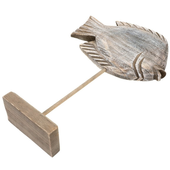 Worgeous Hand Carved Rustic Wood Fish Statue Decorative Wooden Art Collection Fish Shape Adornment