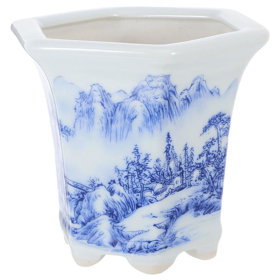 SKISUNO Unique Handpainted Porcelain Ceramic Planter Pot for Small Indoor Plants