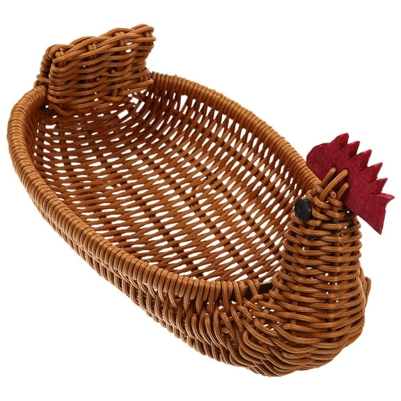 Cute Rooster Shaped ABS Basket for Kitchen Storage Multifunctional Home Decor in Coffee Color 7x5