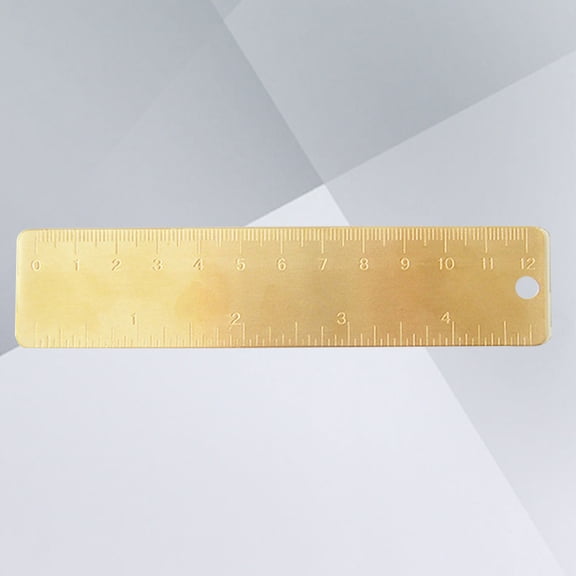 Worgeous Handmade Golden Brass Ruler for Measuring Use with Round Hole and Accurate Engraving Marks 6.3 Inches