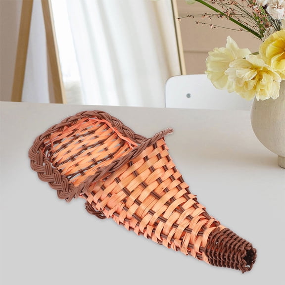 COSMOBETTY Kitchen Organization Handwoven Bamboo Fruit Basket Chocolate 2 Pcs 13.8x5.9x5.9in