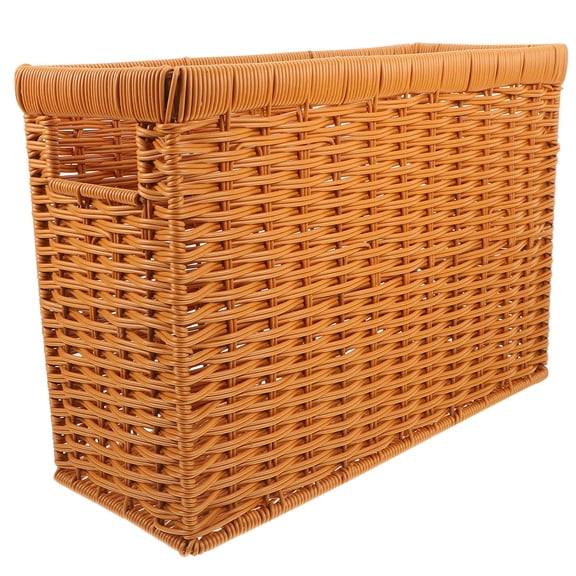 Worgeous Handwoven Imitation Rattan Basket For Organizing Books And Magazines Decorative Storage Basket For Home And Office