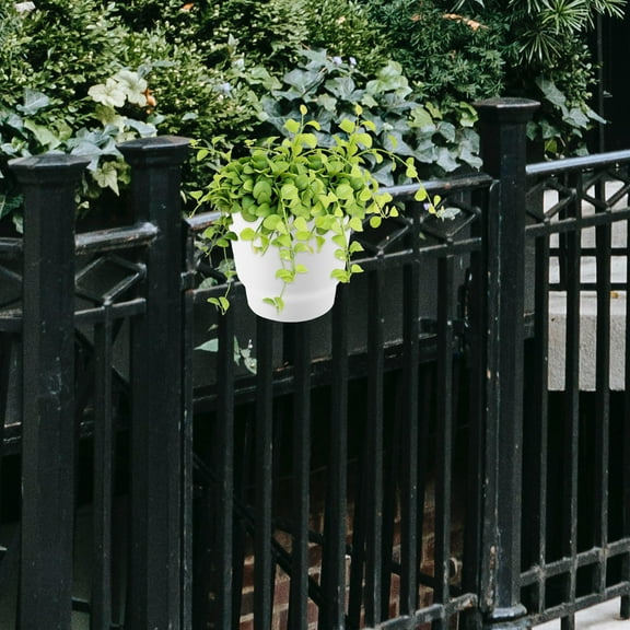 SWETRACE Railing Planter Container White Plastic for Balcony Decoration 1Set 8.9X7.7X7.1in