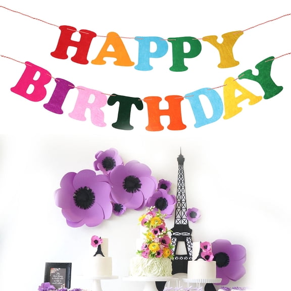 Worgeous Colorful Bunting Banner Garland with Nonwoven Letters for Birthday Party Decorations and Supplies