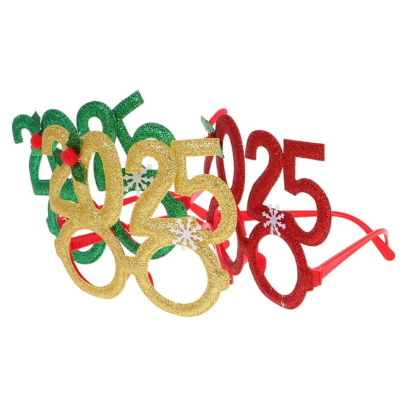 Worgeous Happy New Year Glasses Kit Fashionable Fabric Multi Decorations Photo Booth Props Lightweight Comfortable 3pcs