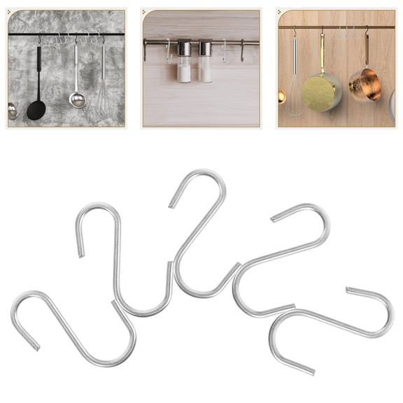 Worgeous Heavy Duty Zinc Coat S Hooks for Storage Silver Color Great for Kitchen and Closet Organization 100 Pcs