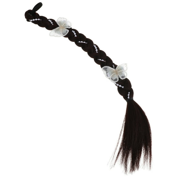 Worgeous High Ponytail Braid Extension For Girls Natural Looking Braided Hairpiece With Butterfly Hair Braided Rope Girl Hair Accessories