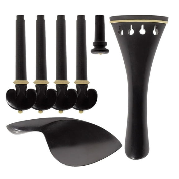 Worgeous 4/4 Violin Tailpiece with Ergonomic Synthetic Chinrest, Black Violin Accessory for Enhanced Comfort and Better Playability