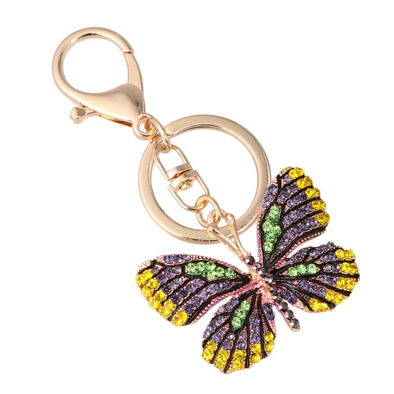HINTRMENT 1Pc Rhinestone Green Butterfly Keychain Metal Pendant for Decorative Use