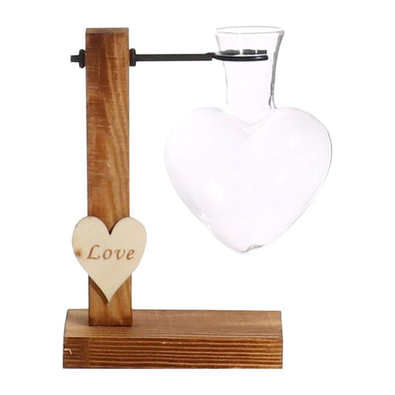 Worgeous Hydroponic Glass Vase Wooden Flower Arrangement Ornaments Set With Transparent Container for Dried Plant Flowers (Single Bottle Pattern)