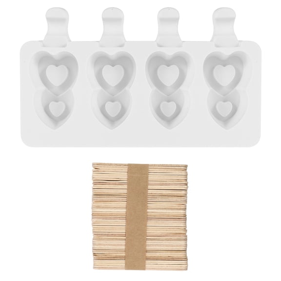 FONDOTIN Flexible Silicone Ice Cream Molds Set, Non-Stick White Tray for Homemade and Ice Pop