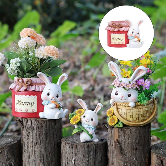 Worgeous Funny Planter Pots Cartoon Rabbit Shaped Flowerpot Multi 1Pack for Mini Plants
