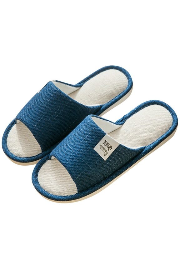 Indoor Slipper Summer Cotton Slippers Cute Microwavable Men and Women Lovers Navy