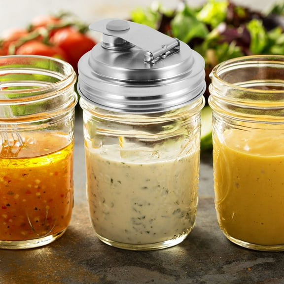 Worgeous mason jar drinking lid Wide Mouth Stainless Steel Leakproof General Users Pouring 1Set