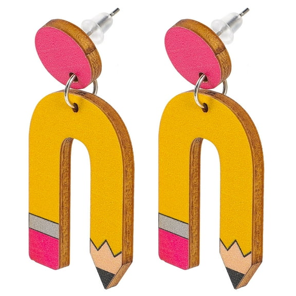WHAMVOX 1 Pair Multi Colored Pencil Shaped Earrings for Teachers Daily Life 4.8x0.9in