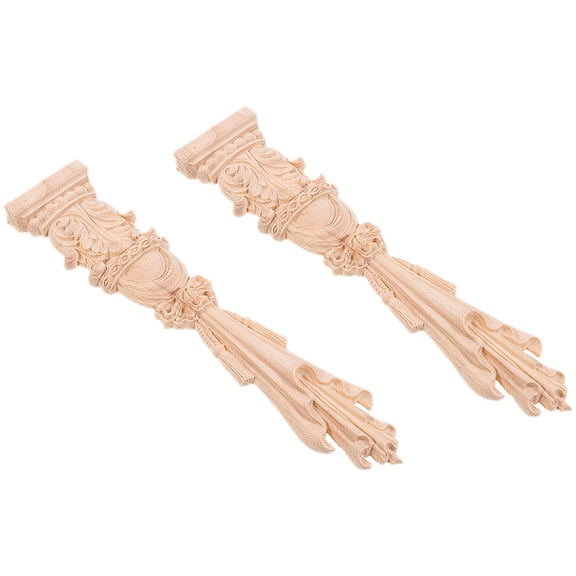 Worgeous Khaki Wood Carved Appliques for Furniture Decor Durable and Sturdy 2 Pieces 6.5 Inches