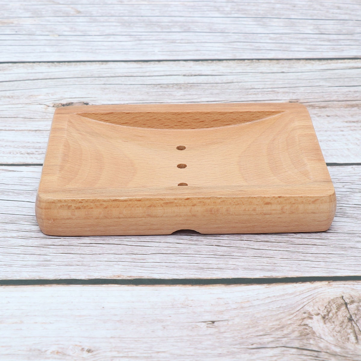 COSMOBETTY Draining Soap Dish Khaki Wooden 1Set Simple Rustic Soap ...