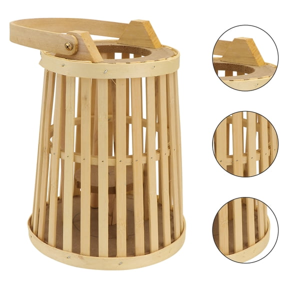 Phenofice Candle Lantern Bamboo Round Romantic Retro Event Decor Christmas 1Pack 13x7In