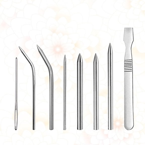 Worgeous Lacing Stitching Needle Set for Weaving Use 9 in 1 Metal Tools with Storage Box Silver