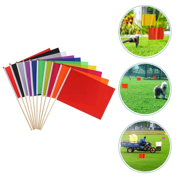 FOMIYES 10Pcs Construction Survey Marking Flags Made with Polyester and Wooden Poles for Outdoors
