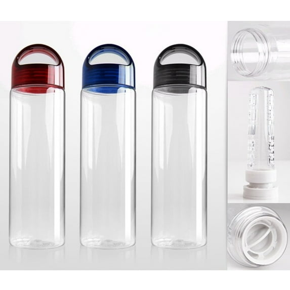 Worgeous Leakproof Black Sports Water Bottle with Fruit Basket Holder for Outdoor Drinking 750ml AS Material