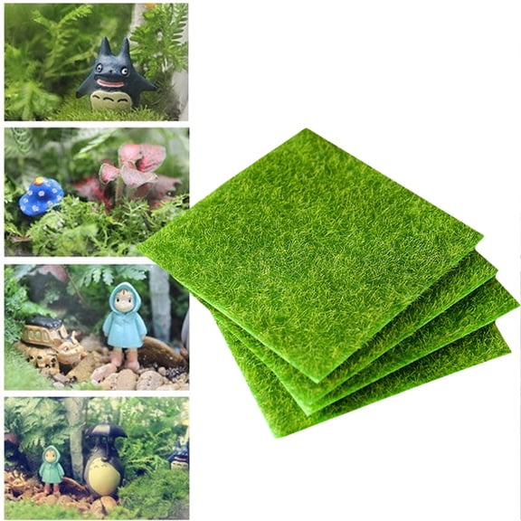 Worgeous Lifelike Grass for Decorating Miniature Ornament Garden Made of PVC Green Easy to Maintain 15x15cm