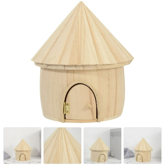 Worgeous  Log House Storage Box Living Home Farmhouse Treasure Chest Crate Khaki