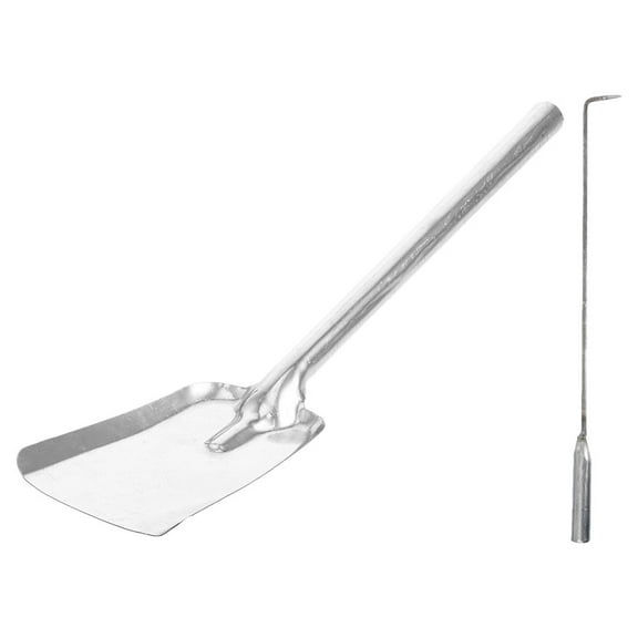 Worgeous Long Fireplace Fire Pit Campfire Poker Stick Fireplace Tongs Tool Sets Fireplace Shovel Log Grabber Camping Fireplace Tools for Indoor Outdoor Silver