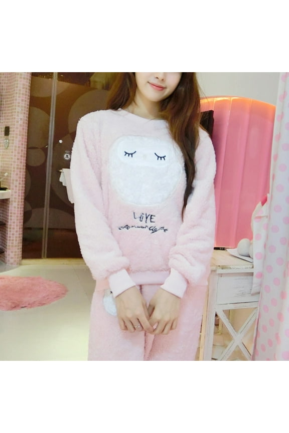 Long Size Owl Pajamas Women's Comfortable Thickened Miss