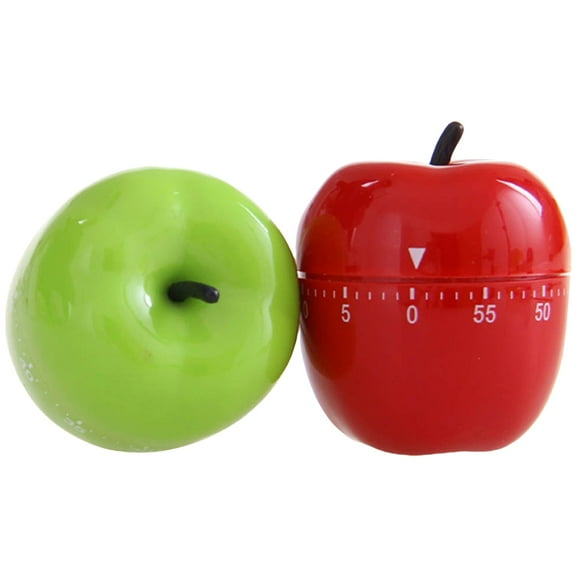 Worgeous Lovely Fruit Shaped Mechanical Kitchen Timer for Home in Assorted Colors and Sturdy Plastic Material 2Pcs