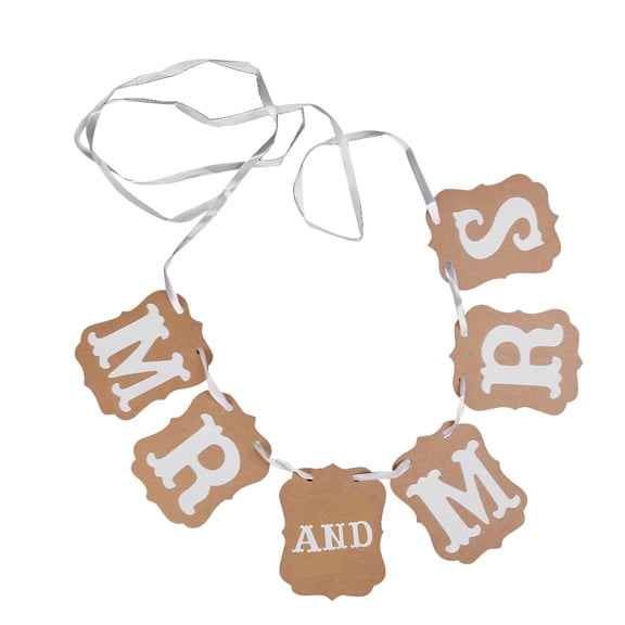 Worgeous MR AND MRS Paper Bunting Banner Wedding Party Favors (Brown)
