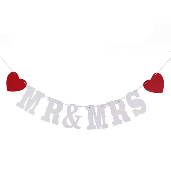 Worgeous MR & MRS Sign Wedding Bunting Banner Party Decoration Photo Prop (White)