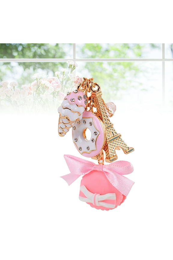 Macaron Cake Keychain Keychain for Handbag Girl Miss 13.50X2.50X2.50CM Pink