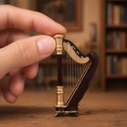 SEWCHICS mini musical instrument model harp model wood family 3.54X2.36X0.39in decoration 1 Set