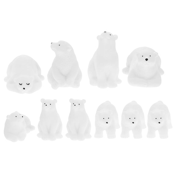 Raindrops 10 Pcs Polar Bear Miniature Toys Decoration Mixed Style Ornament Child