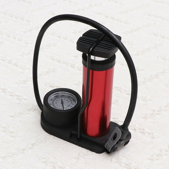 Worgeous Mini Portable Tire Floor Pump High-pressure Foot Pump Bike Tire Floor Inflator Foot Activated Floor Pump with Barometer (Red)